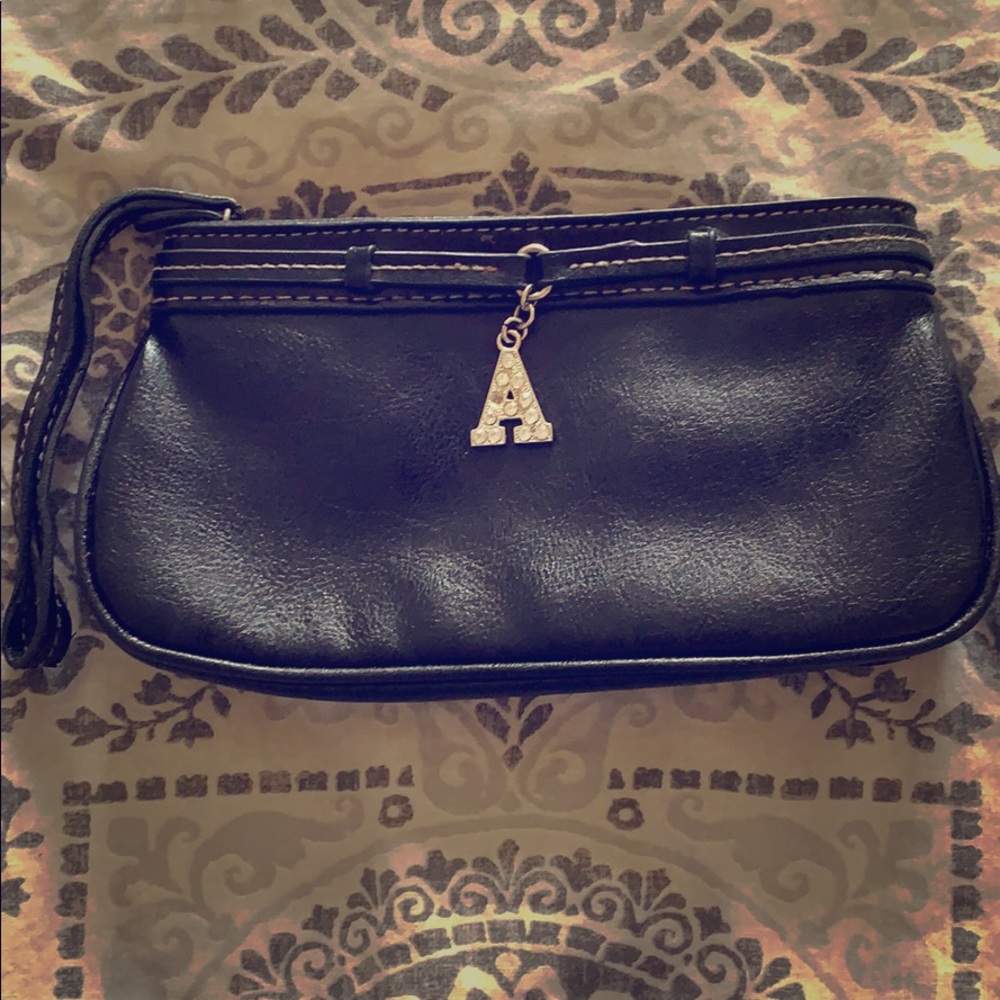 Cute black leather wallet/wristlet